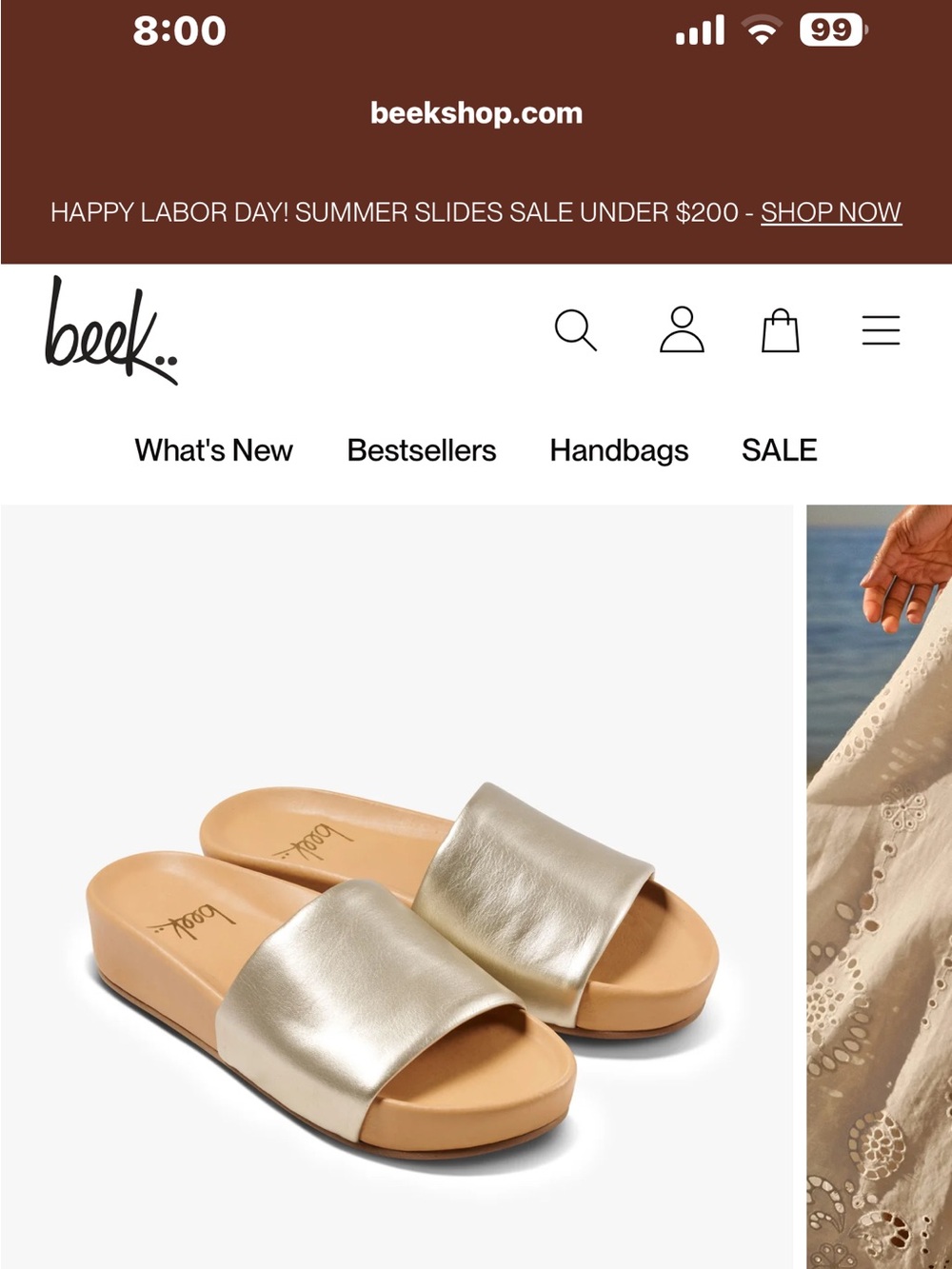 Beek Metallic Platinum/Beach Slide Sandals